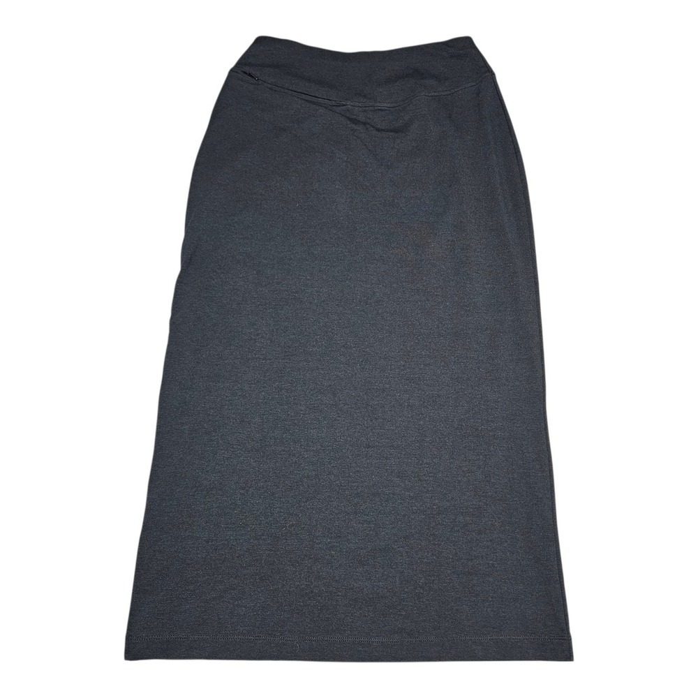 Sahalie Skirt Size XS Pull On Cotton Blend Midi Length Zip Slit Pocket Gray